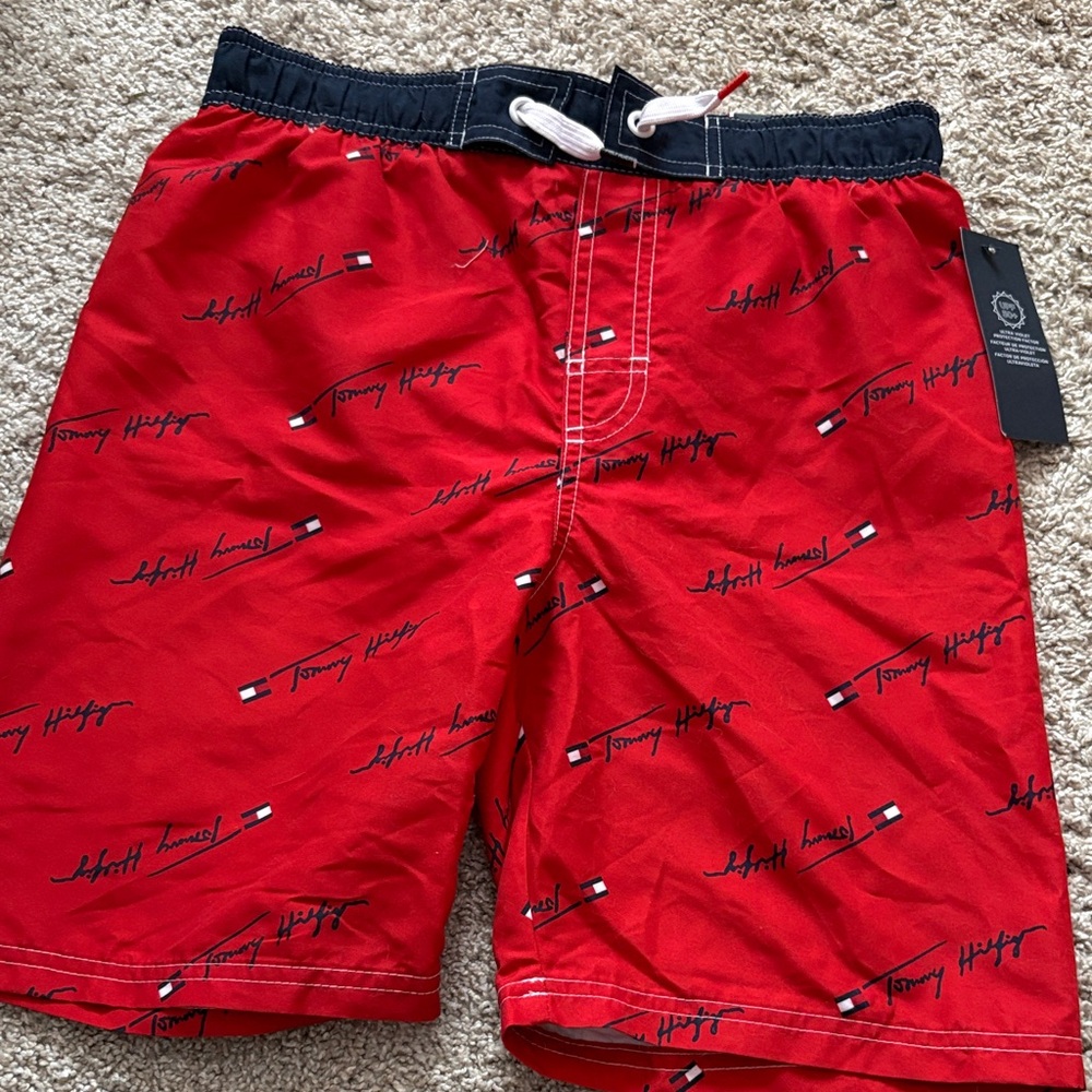 Tommy Hilfiger Red Logo Swim Trunks